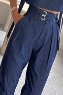 Cut Out Vest High-Neck Suit Pants Set