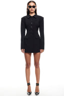 French Style Long Sleeve Blazer Mini Dress