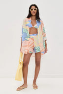 Set scurt Playa Boyfriend cu imprimeu frunze tropicale