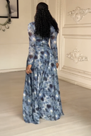 Lyric Dye Blauwe Abstracte Maxi Jurk