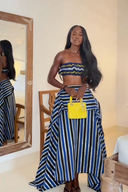 Jupe maxi asymétrique rayée à ourlet haut-bas
