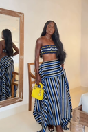 Jupe maxi asymétrique rayée à ourlet haut-bas