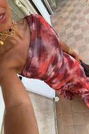 Maxi-jurk met tie-dye en één schouder