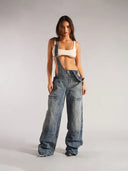 Jeans-Jumpsuit mit Reißverschluss und Trägern