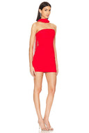 Sexy Halter Solid Color Mini Dress