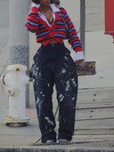 Jeans med splash kunsttryk