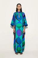 Psychedelische Wervelende Iride Satijnen Kaftan