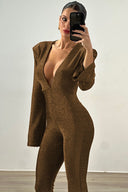 Black Shine Backless Jumpsuit
