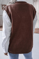 Ensfarvet Geometrisk Strikket Vest
