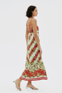 Robe longue Tristane spaghetti à fleurs rouge