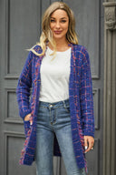 Pate lommet strikket cardigan - blå