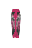 Costum de baie cu imprimeu floral magenta și flori 3D