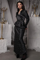 Eileen Blumen Wickel-Spitzenbluse & Maxirock Set