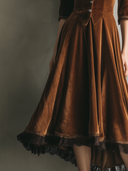 Vintage Three-Quarter Sleeves Lace Velvet Midi Dress