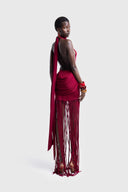 Azure Fringe Halo Maxi Dress