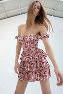 Mabel Printed Corset Tiered Mini Dress